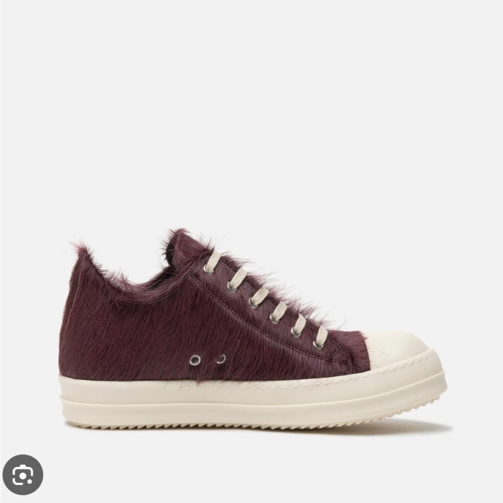 Rick Owens Plum Fur Sneakers